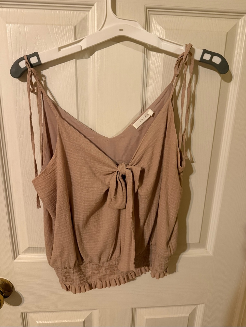 Lush Taupe Tie-Front Spaghetti Strap Camisole